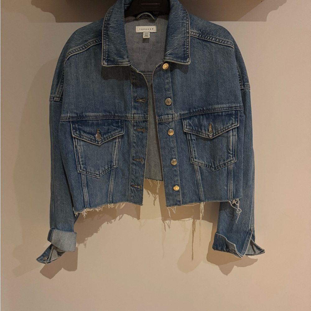 Topshop Cropped Blue Jean Jacket